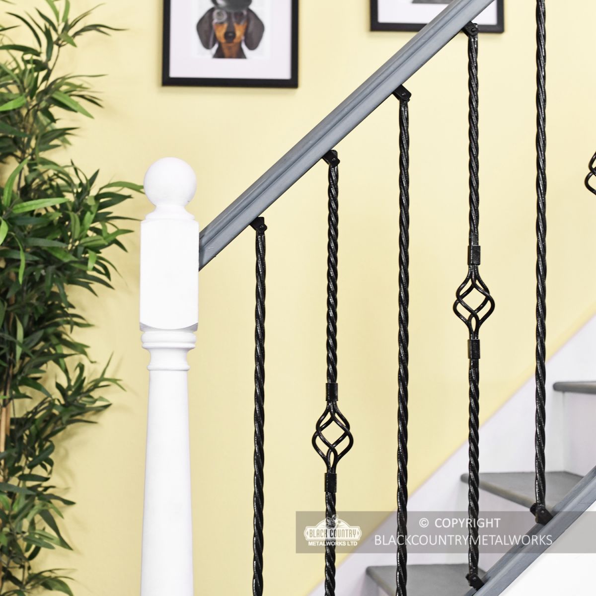 Rope Twist & Single Basket Rope Twist Spindles in a Set of Two