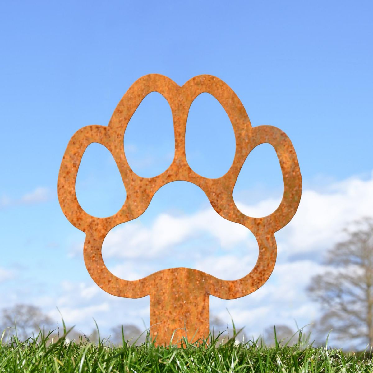 Rustic Grave Marker Ground Spike with Paw Print "Outline" Topper Rustic Grave Marker Ground Spike with Paw Print "Outline" Topper
