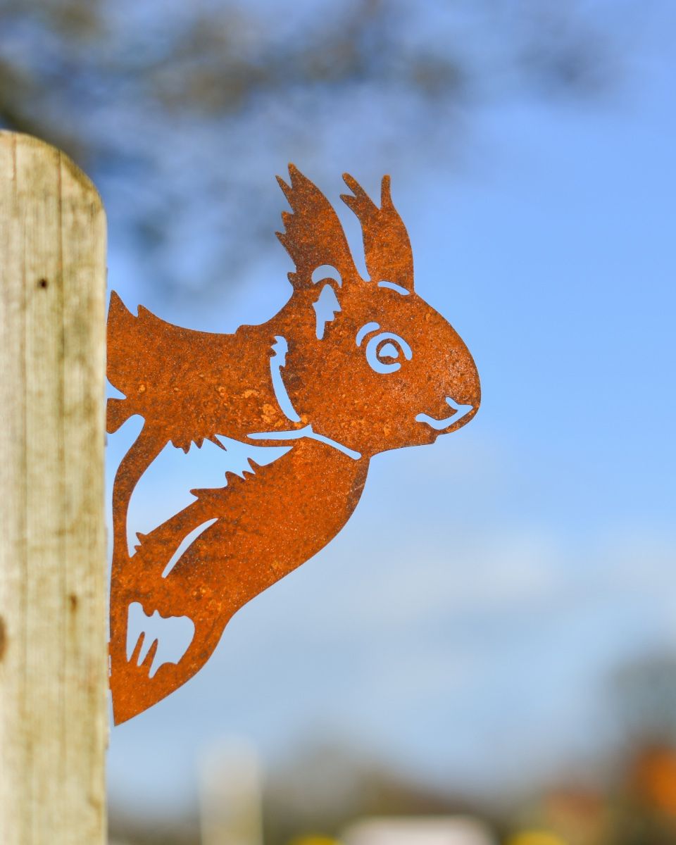 Squirrel Silhouette Fence Topper Designs - Set of Three - Peeking Squirrel