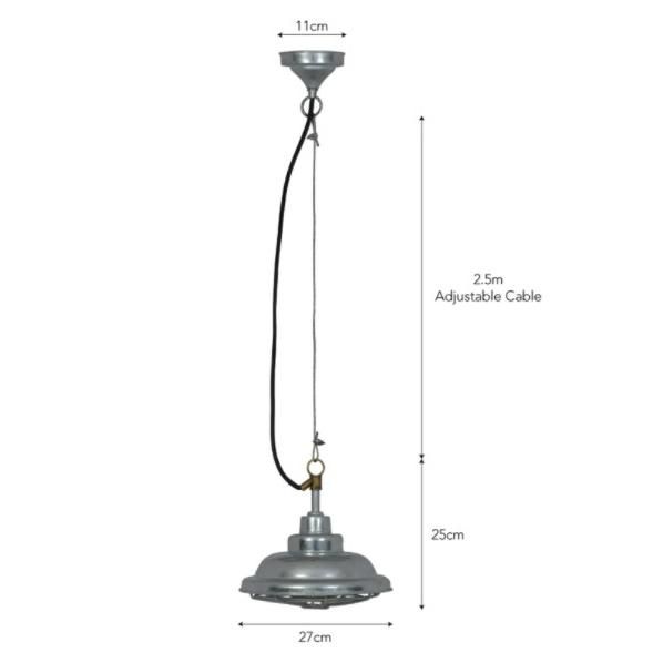Galvanised Steel Industrial Style Outdoor Pendant Light Measurements Galvanised Steel Industrial Style Outdoor Pendant Light Measurements