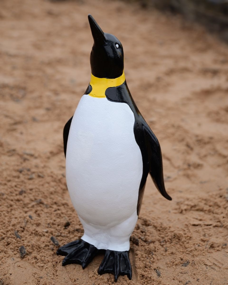 "Pebble’ the Penguin Cast Aluminium Garden Sculpture - Looking Up main image