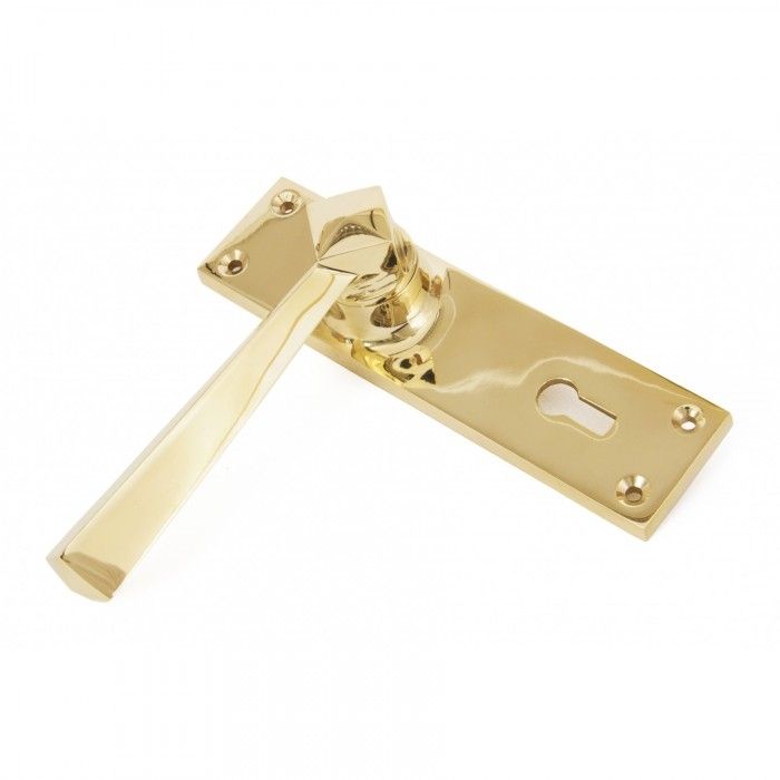 Polished Brass "Peregrine" Straight Lever Lock Set