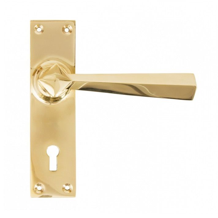 "Peregrine" Straight Lever Lock Set in a Polished Brass Finish