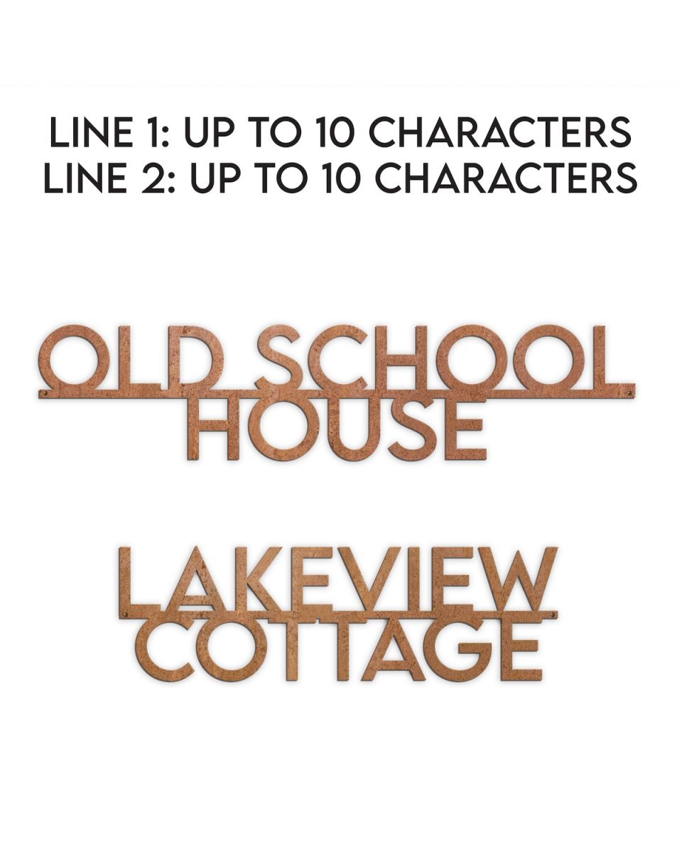 Personalisation options on Rustic Modern Minimalist House Name Sign
