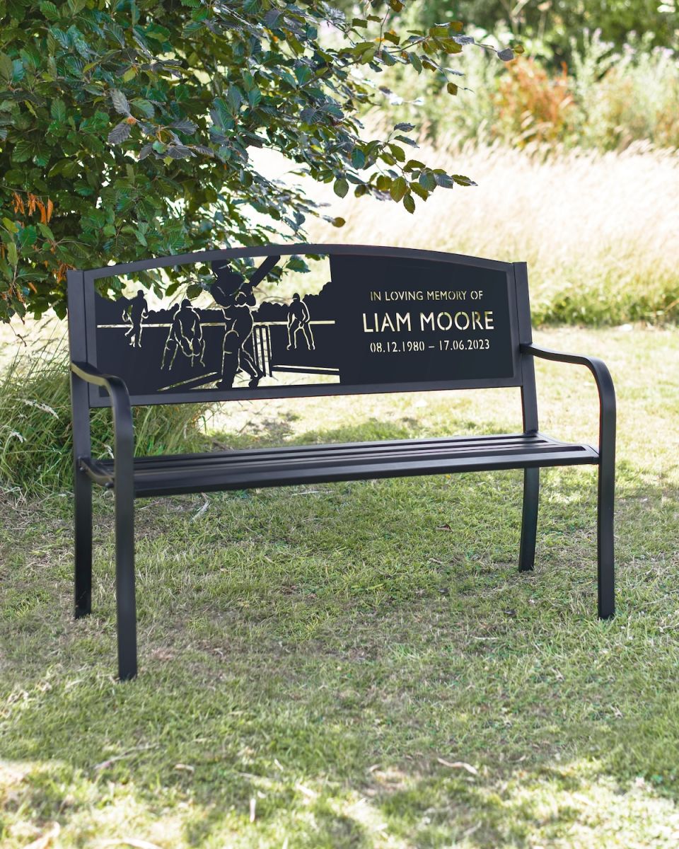 Personalised Cricketer Iron & Steel Park Memorial Bench Personalised Cricketer Iron & Steel Park Memorial Bench