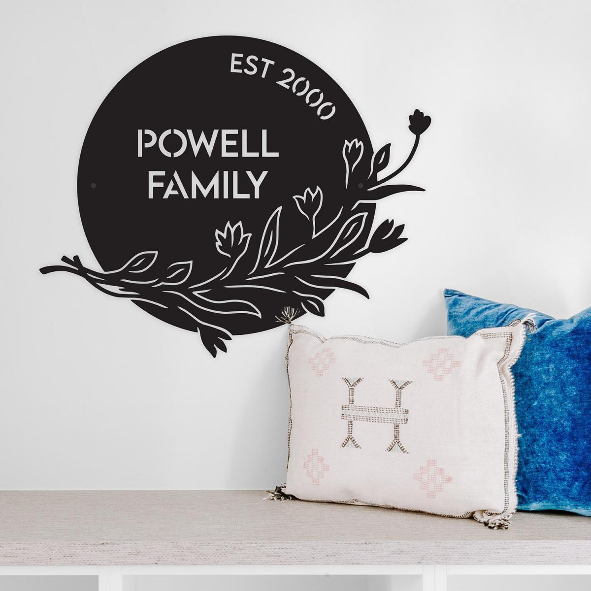 Personalised Wall Art with Floral Family Name