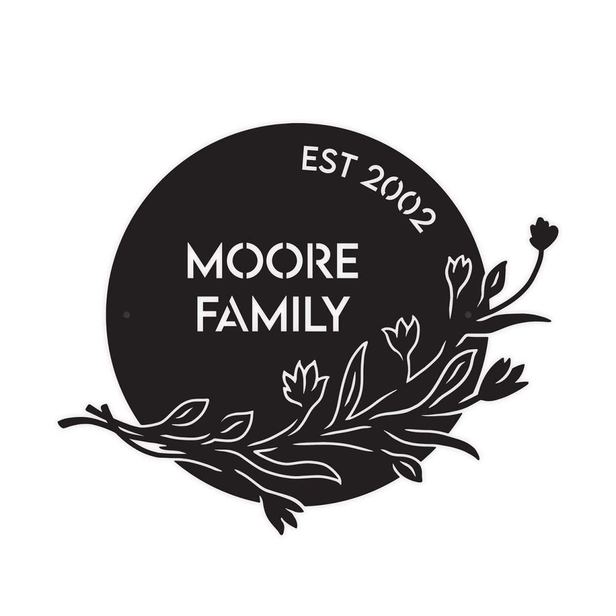 Close-Up of Personalised Floral Family Name Wall Art