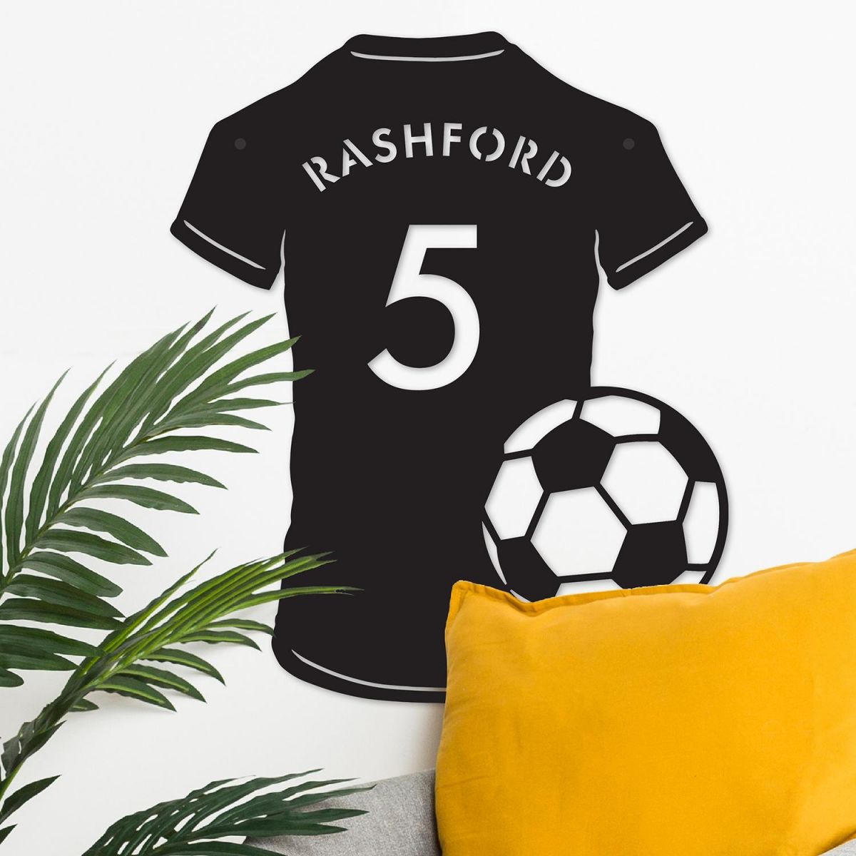 Personalised Football Shirt & Football Wall Art in Situ