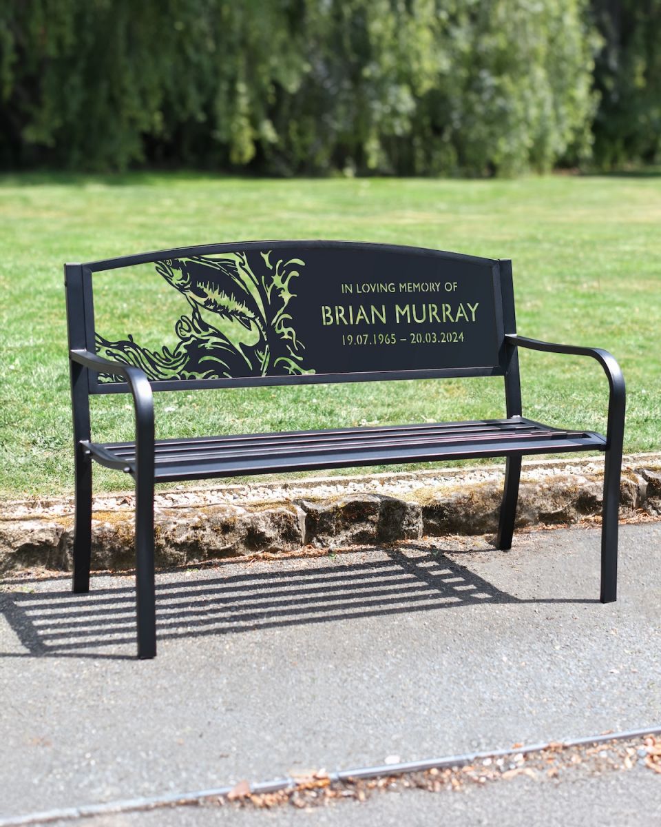 Personalised Freshwater Salmon Iron & Steel Park Bench
