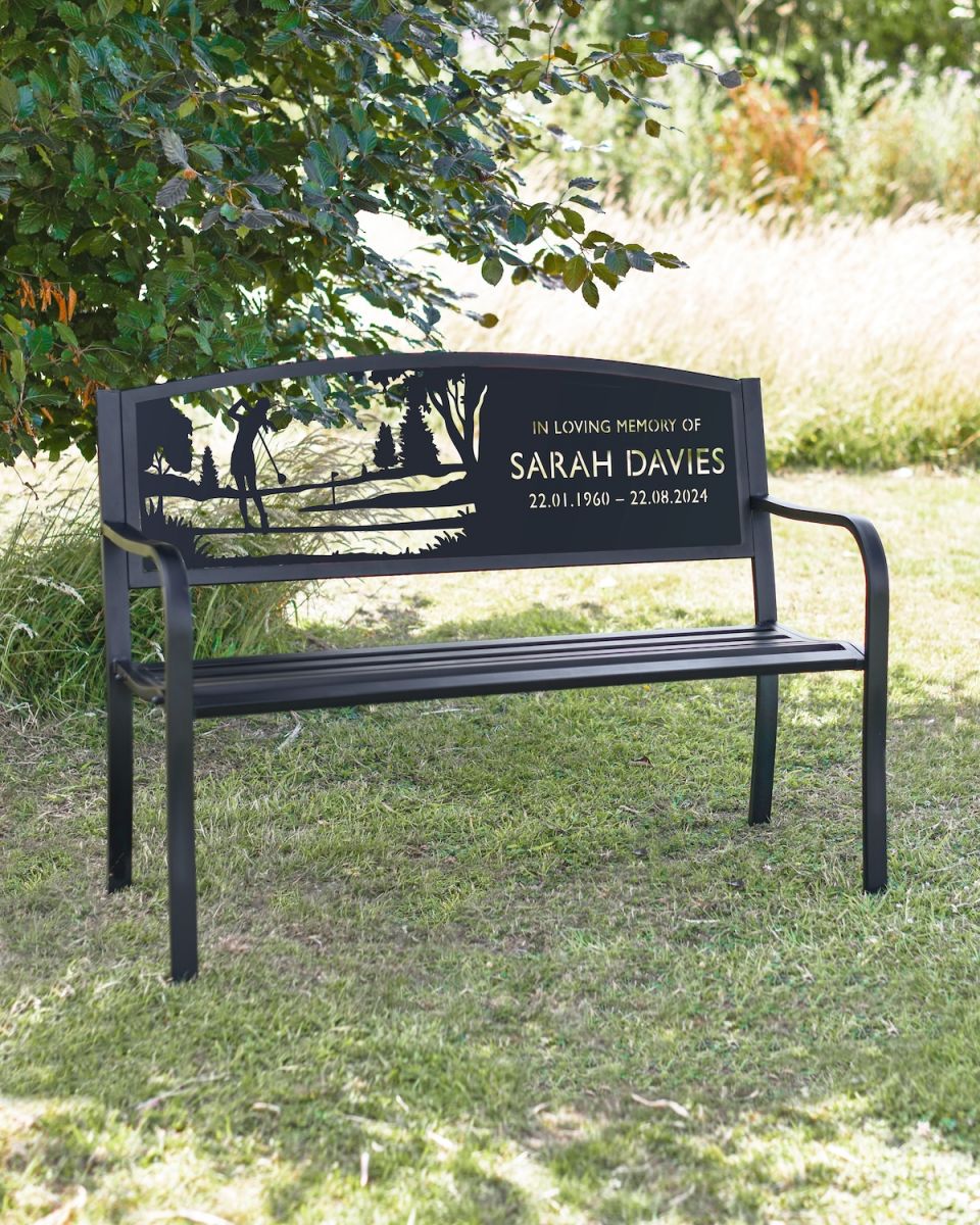 Personalised Golfer Iron & Steel Park Bench