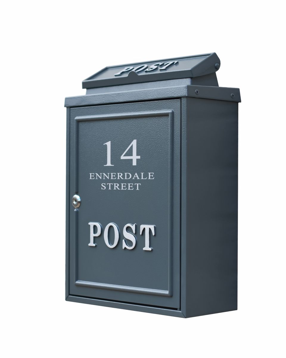 Traditional grey wall mounted post box Traditional grey wall mounted post box