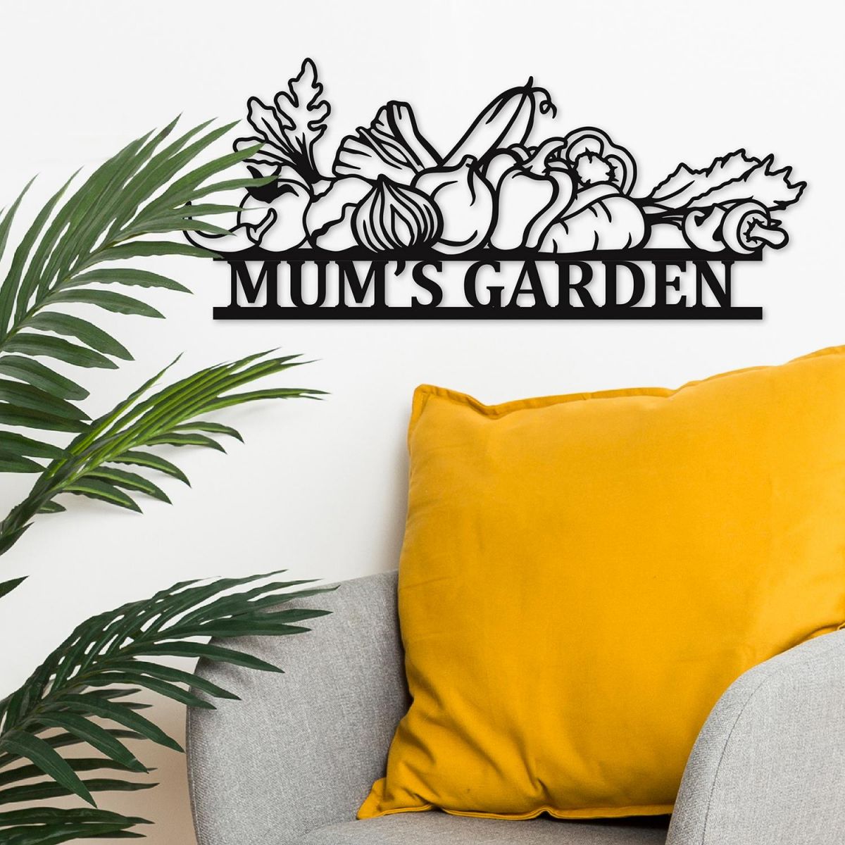 Personalised Vegetable Garden Black Wall Art in Situ Personalised Vegetable Garden Black Wall Art in Situ