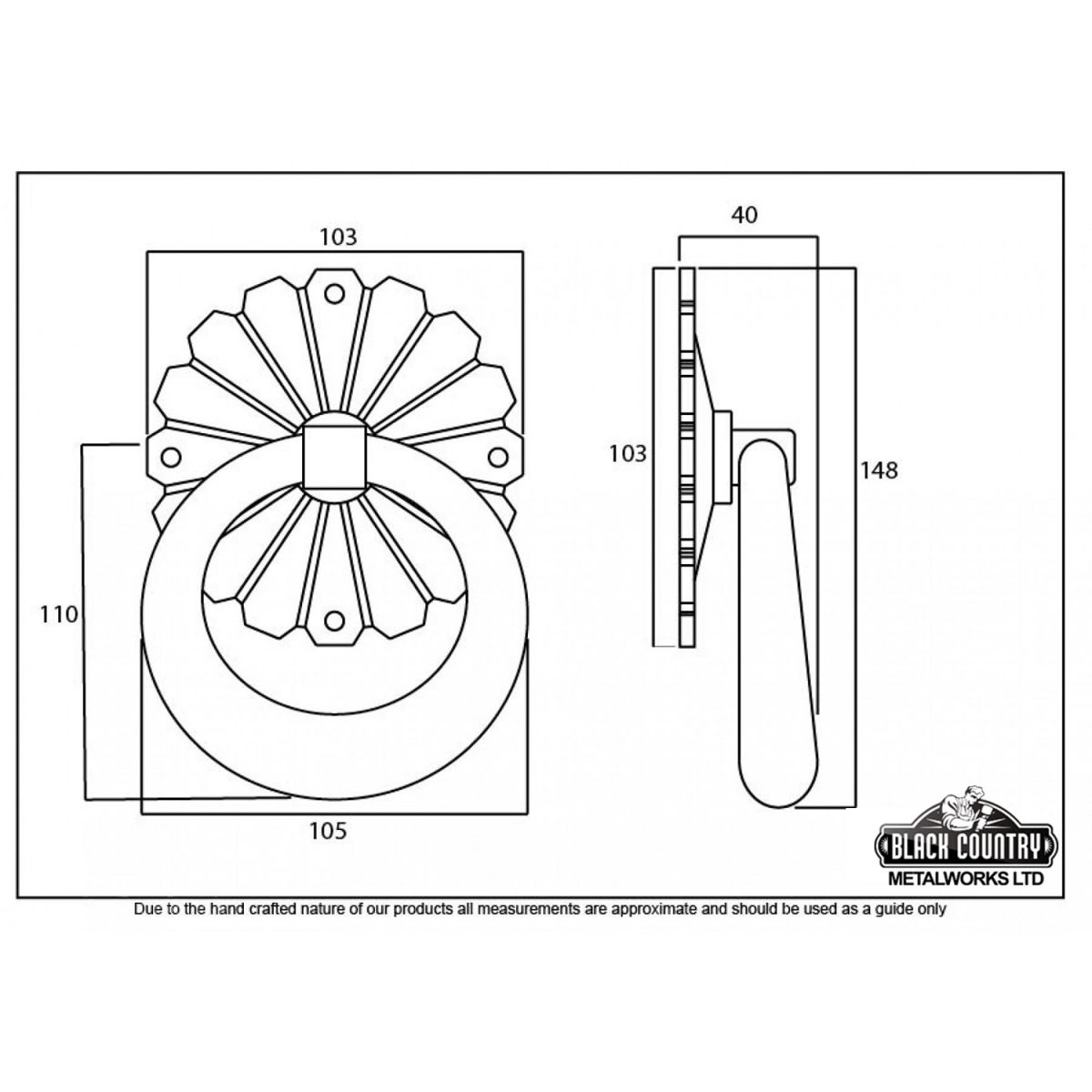 Floral Back plate Design Door Knocker Dimensions