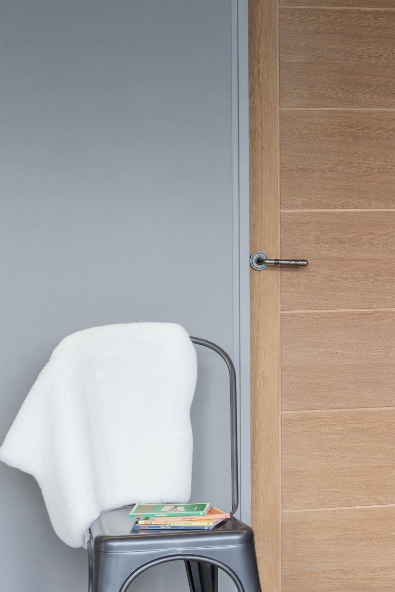 Pewter Hammered Lever Door Handle in Situ