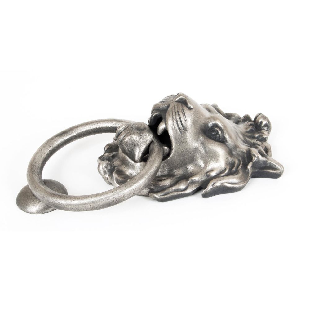Pewter Lion Door Knocker Side