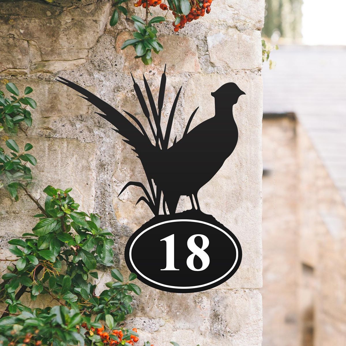 Pheasant House Number Sign Created Out of Iron