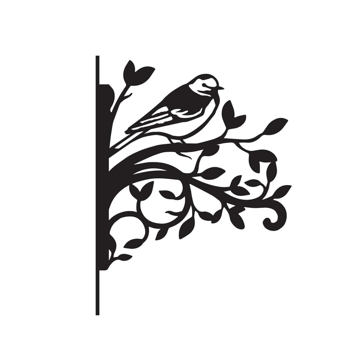 Close-Up of Pied Wagtail on Branches Steel Hanging Basket Bracket