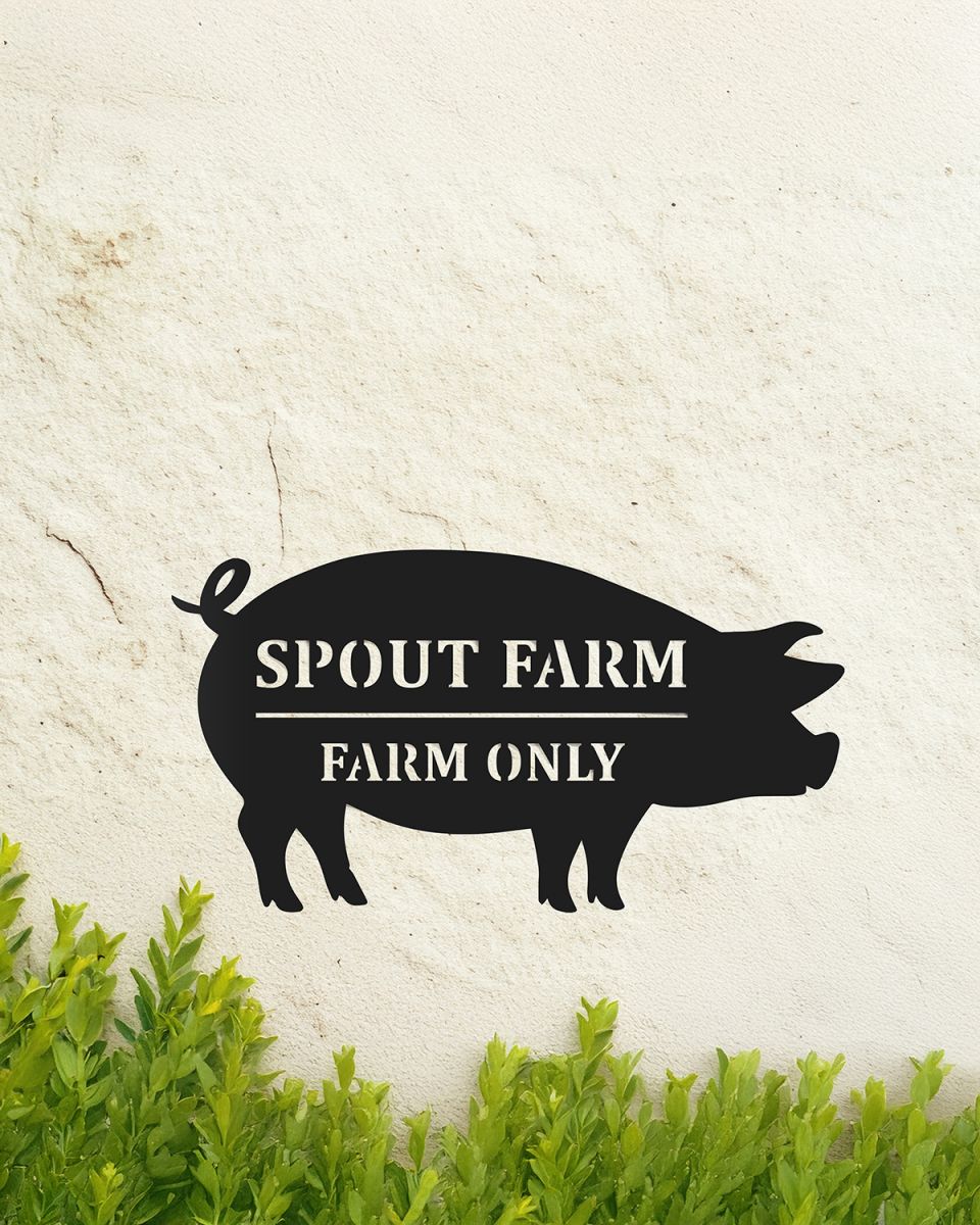 Pig Steel House Name Sign Finished in Black