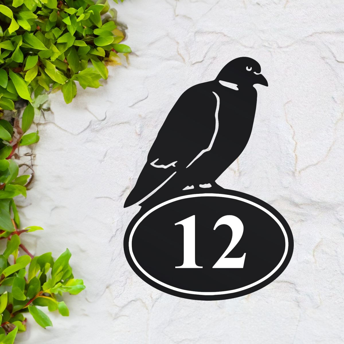 Personalised pigeon house number sign