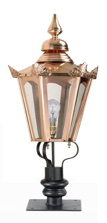 Hexagonal Pillar Light and Lantern - Copper 
