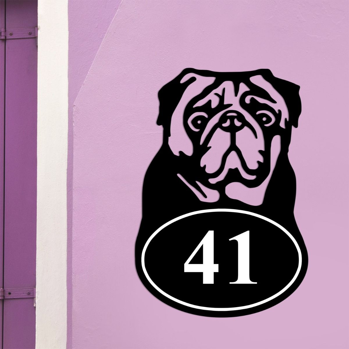 Pug Iron House Number Sign