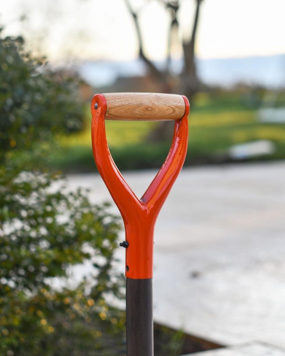 Close-Up of Wooden & Red-Painted Handle