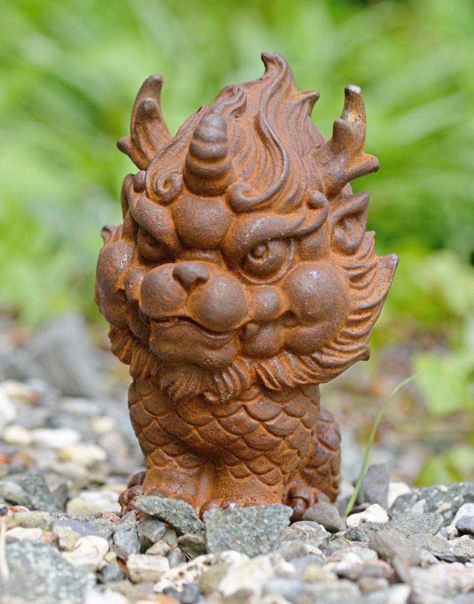 Rustic Cast Iron "Auspicious Pixiu" Garden Sculpture