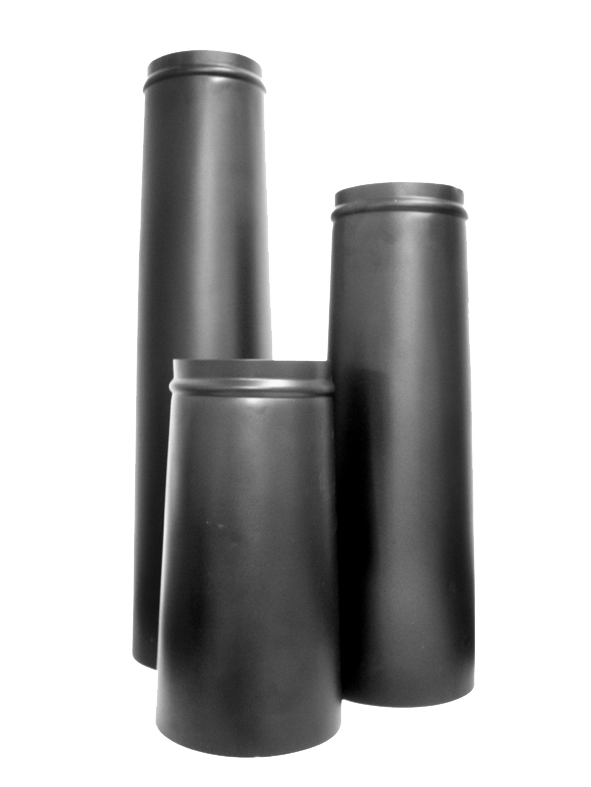 Plain Black Steel Chimneys Finished in a Sleek Black 