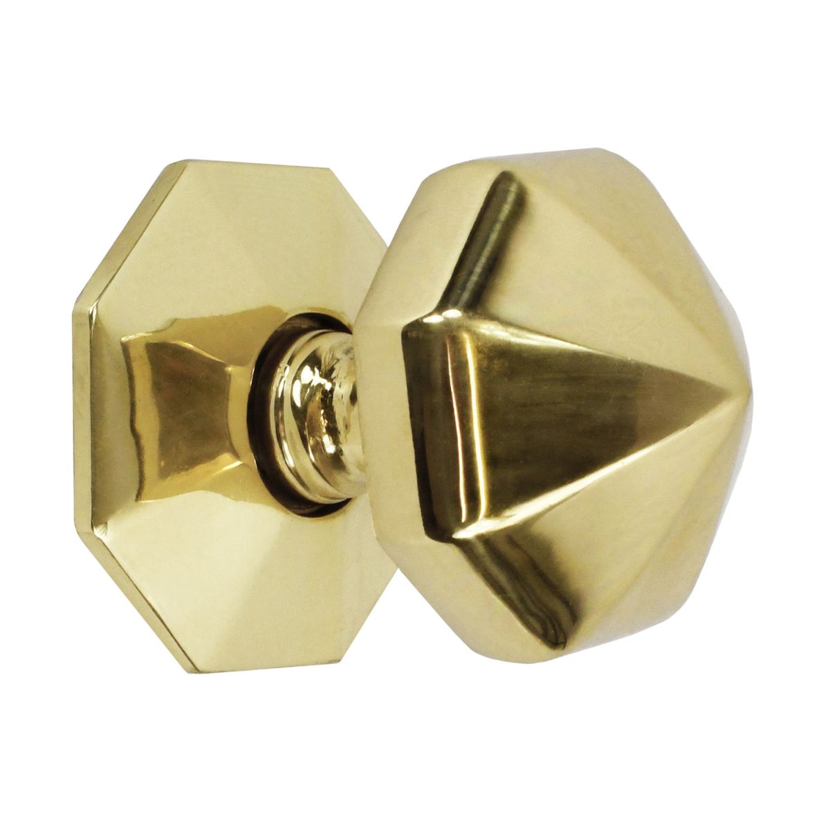 Pointed Polished Brass Octagonal Centre Door Knob Pointed Polished Brass Octagonal Centre Door Knob