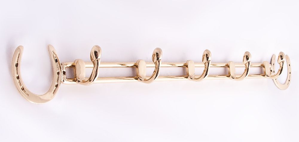 Brass horse shoe 5 hook rail Brass horse shoe 5 hook rail