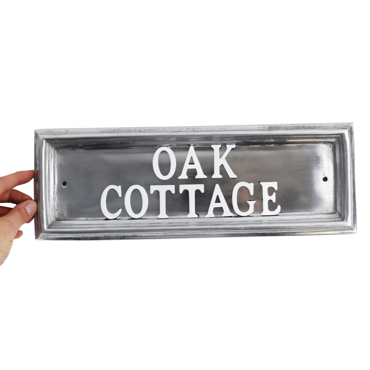 Polished Aluminium Classic Rectangular House Name Sign