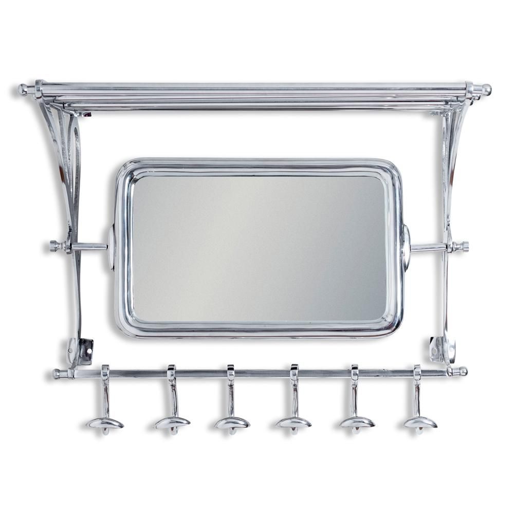 Luggage Wall Rack with Mirror in a Polished Aluminium Finish Finish