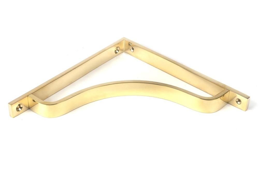 Close-Up of Polished Brass "Arch-Way" Modern Shelf Bracket - 200mm x 200mm Close-Up of Polished Brass "Arch-Way" Modern Shelf Bracket - 200mm x 200mm