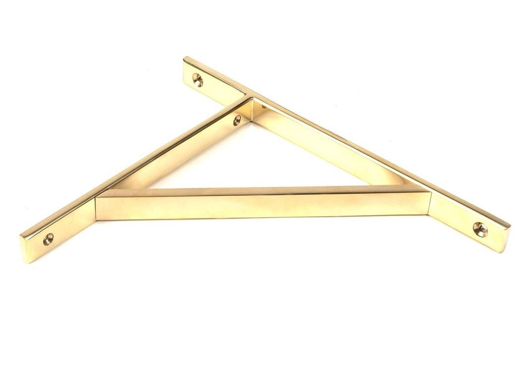 Close-Up of Polished Brass "Claremont" Traditional Shelf Bracket - 260mm x 200mm Close-Up of Polished Brass "Claremont" Traditional Shelf Bracket - 260mm x 200mm
