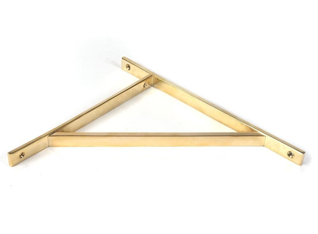 Close-Up of Polished Brass "Claremont" Traditional Shelf Bracket - 314mm x 250mm