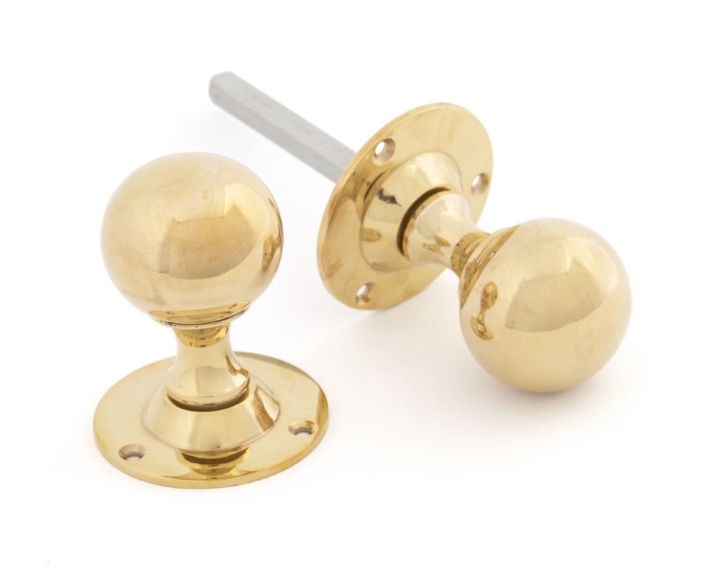 Polished Brass Ball Mortice Knob Set