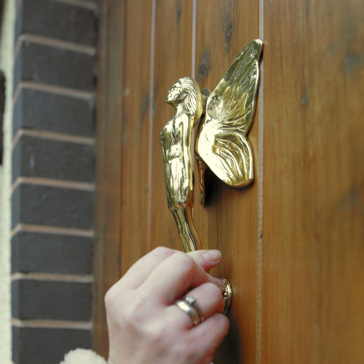 Polished Brass Flower Fairy Door Knocker Polished Brass Flower Fairy Door Knocker