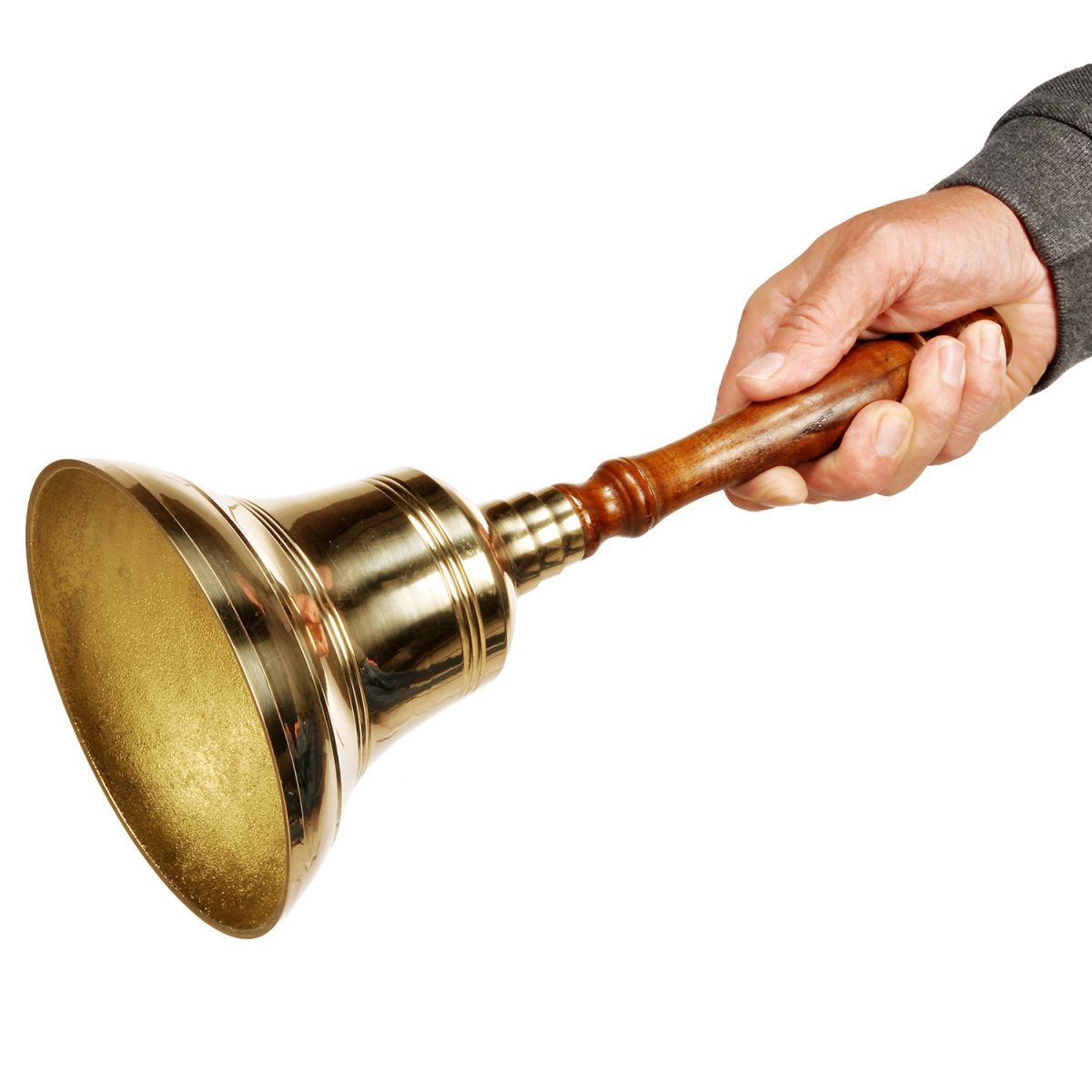 Polished Brass Hand Bell 165mm dia (6.5") - Hardwood Handle