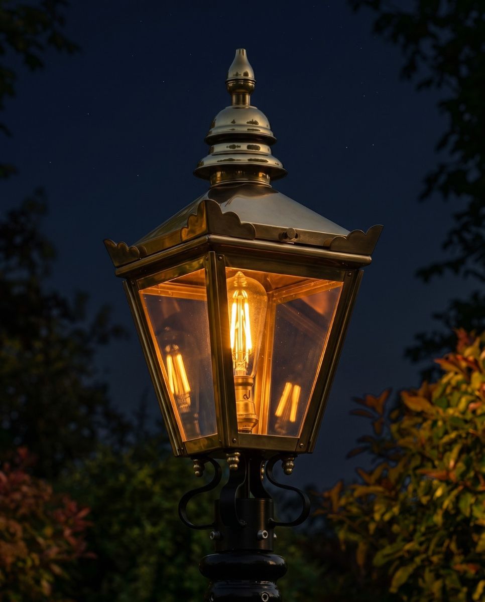 Polished Brass Harrogate Lantern 54cm Digital Illustration At Night