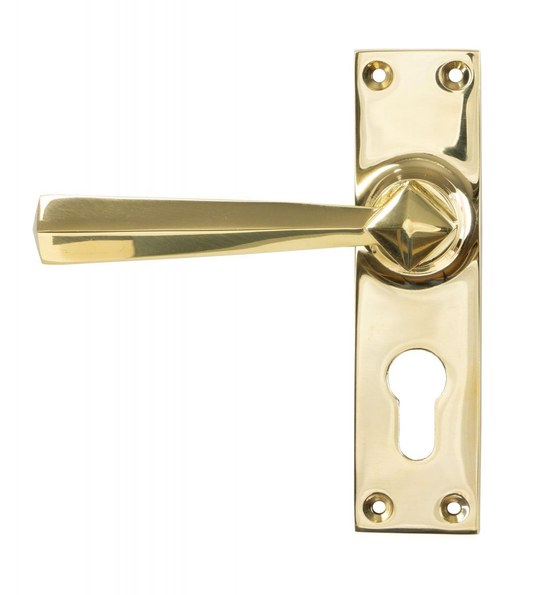 Polished Brass Lever Euro Door Handle Front