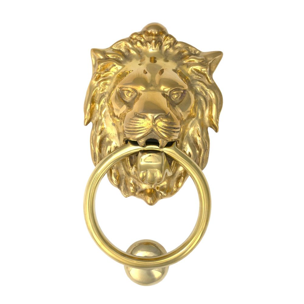 Polished Brass Lion Head Door Knocker