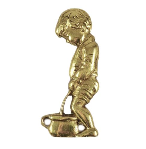 Polished Brass Little Boy Toilet Sign Polished Brass Little Boy Toilet Sign