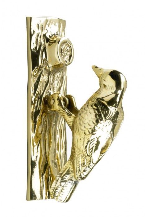 Polished Brass Woodpecker Door Knocker