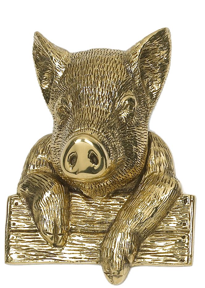 Polished Brass Percy Pig Door Knocker
