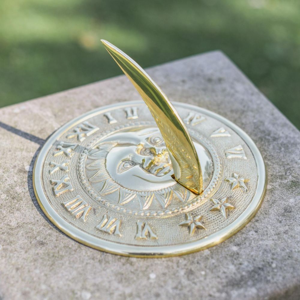 Polished Brass "Sun & Moon" Sundial - 195mm