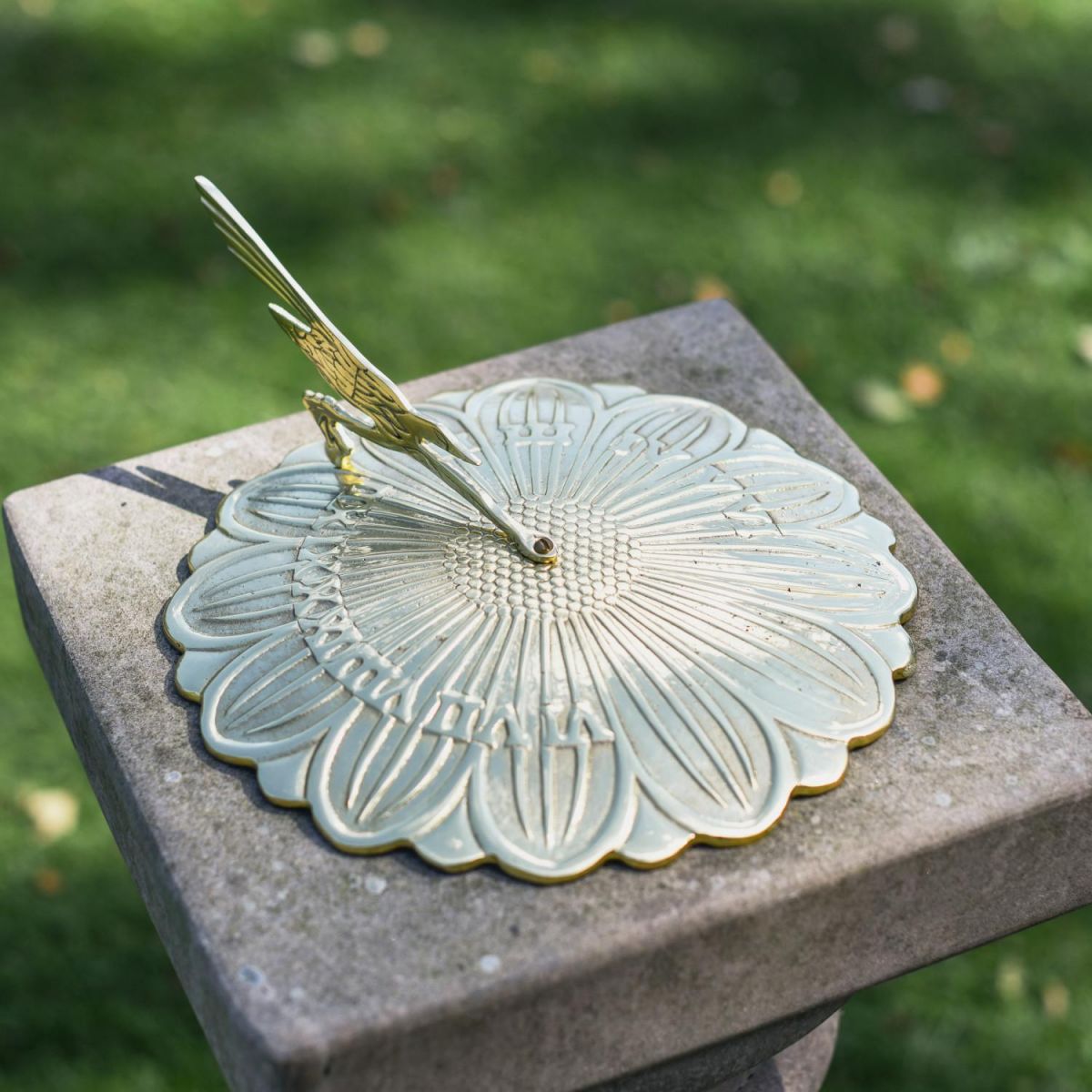 Polished Brass "Sunflower" Sundial - 250mm with Cast Shadow Reflection Polished Brass "Sunflower" Sundial - 250mm with Cast Shadow Reflection