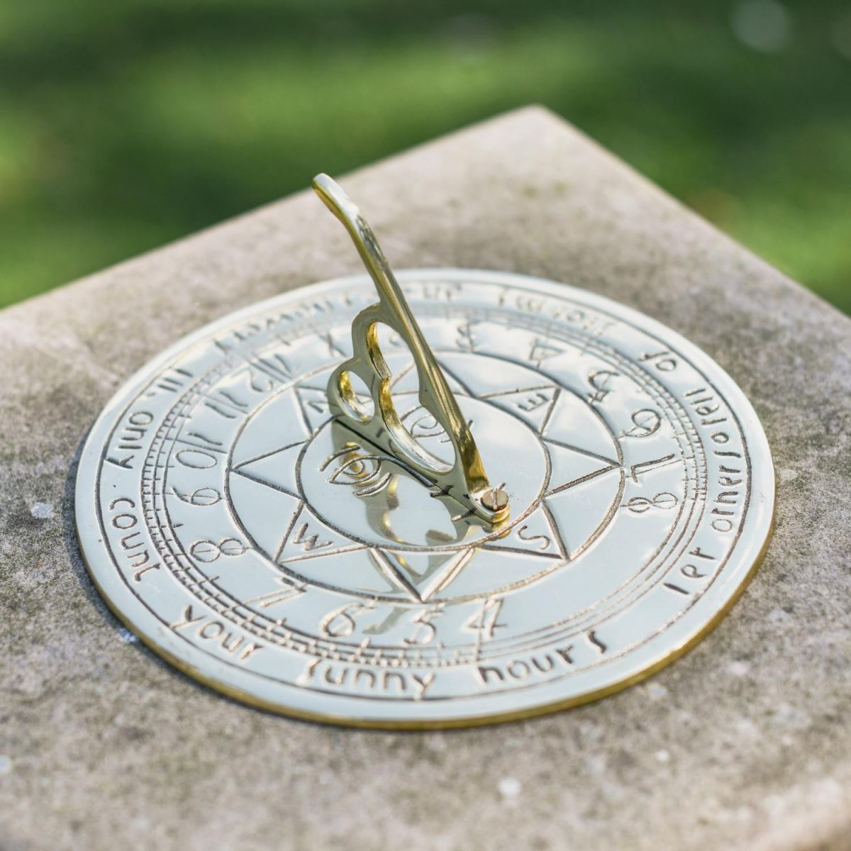 Polished Brass "Sunny Hours" Sundial - 180mm