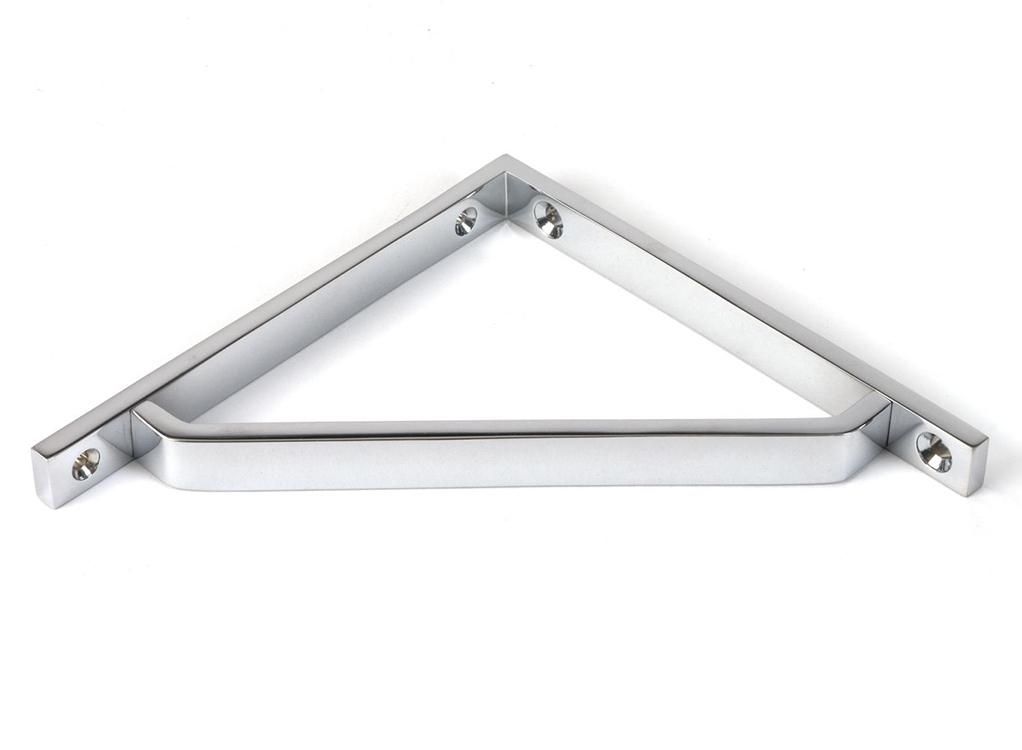 Close-Up of Polished Chrome "Emmanuel" Modern Shelf Bracket - 150mm x 150mm Close-Up of Polished Chrome "Emmanuel" Modern Shelf Bracket - 150mm x 150mm