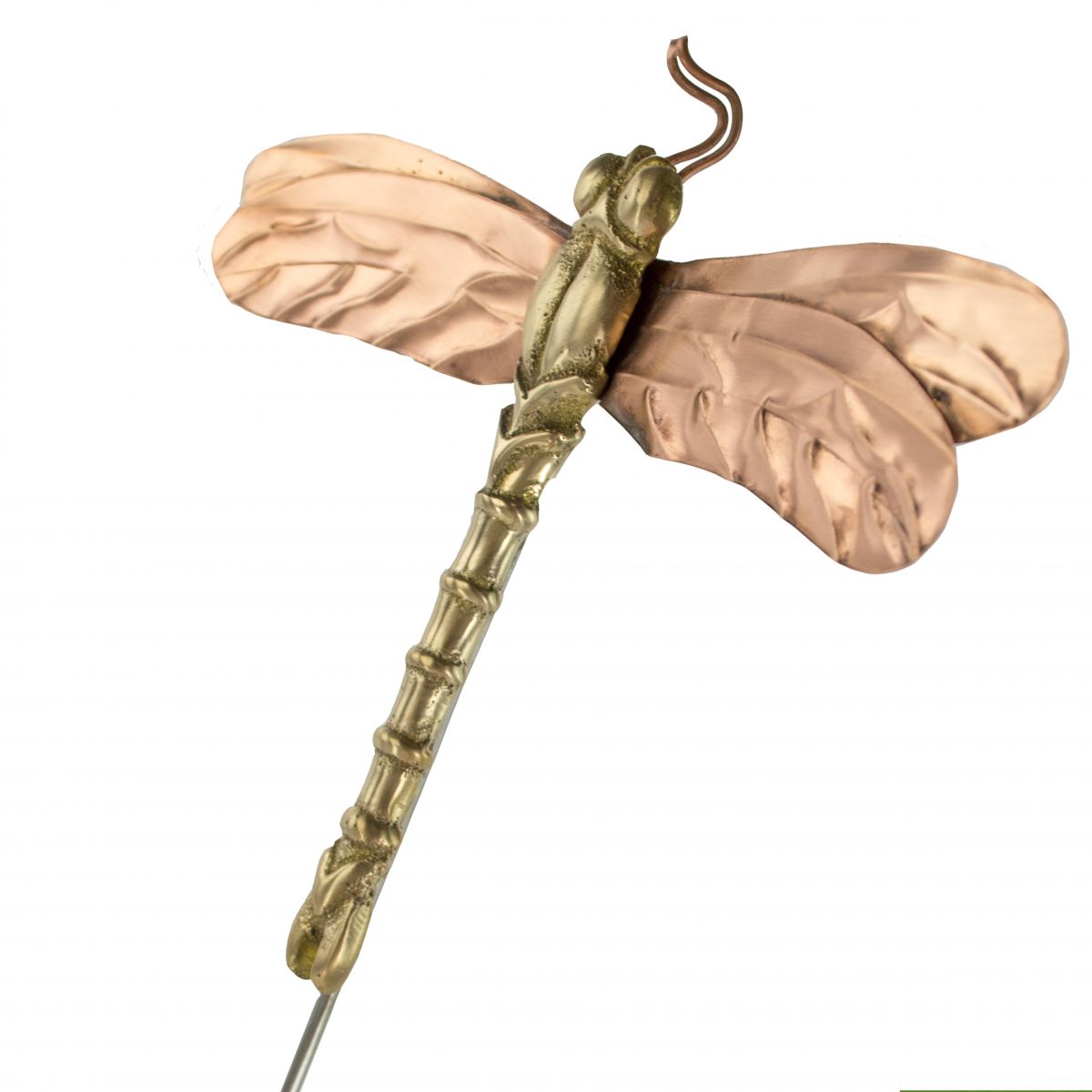 View of the Polished Copper and Brass Dragon Fly Spike From the Side View of the Polished Copper and Brass Dragon Fly Spike From the Side