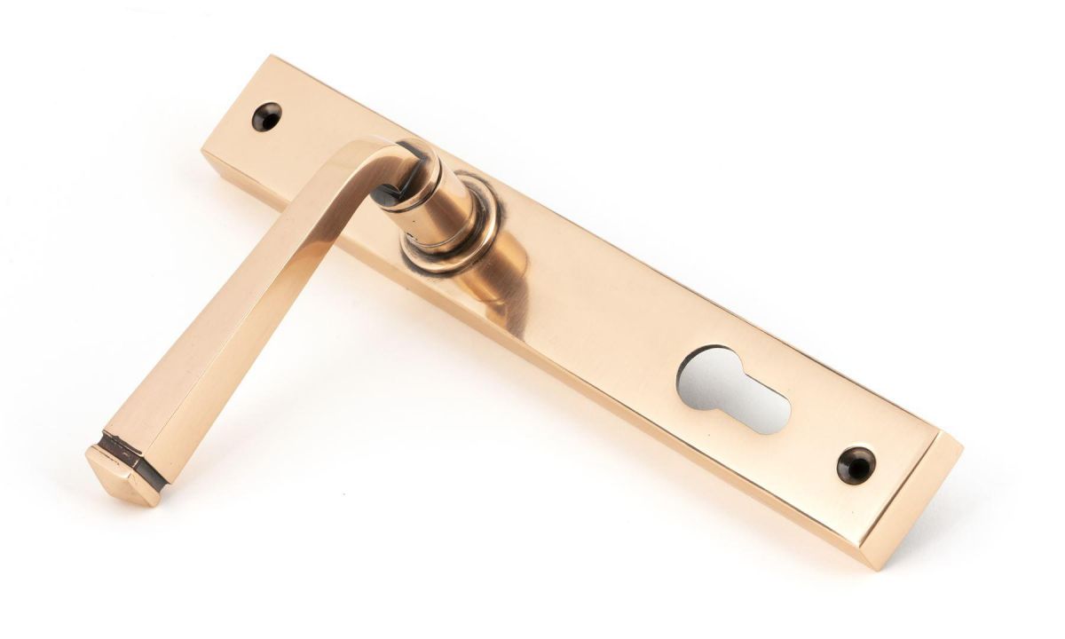Polished Copper Slimline Espag Door Handle Side View